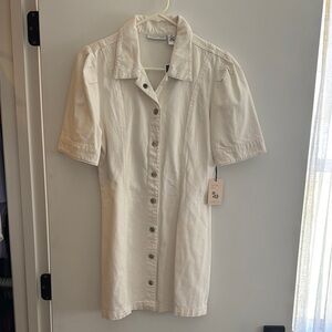Cream Button-Up Dress